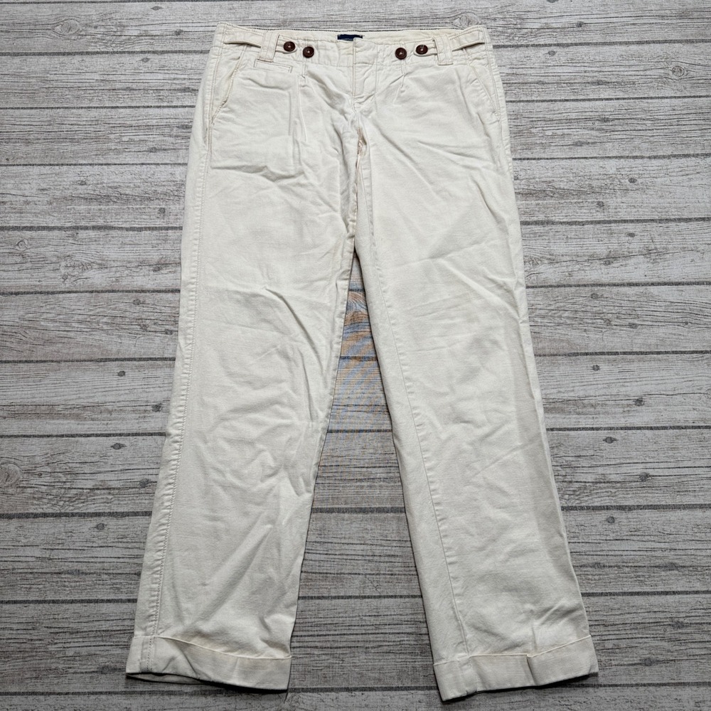 American Eagle Pants Women's 6 White Straight Leg Classic Fit Mid Rise Trousers